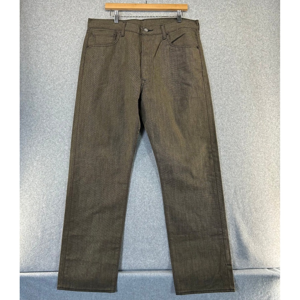 Levi Strauss 501s Straight Leg‎ Button Fly Jeans Brown Tan Blue Mens 36 x 32